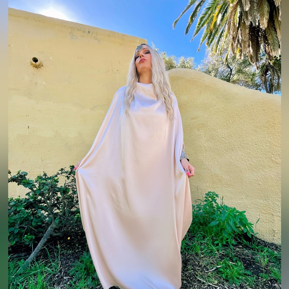 Classic satin luxury cream kaftan